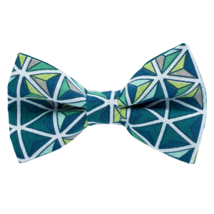 Nœud papillon motif japonais prisme turquoise vert bleu