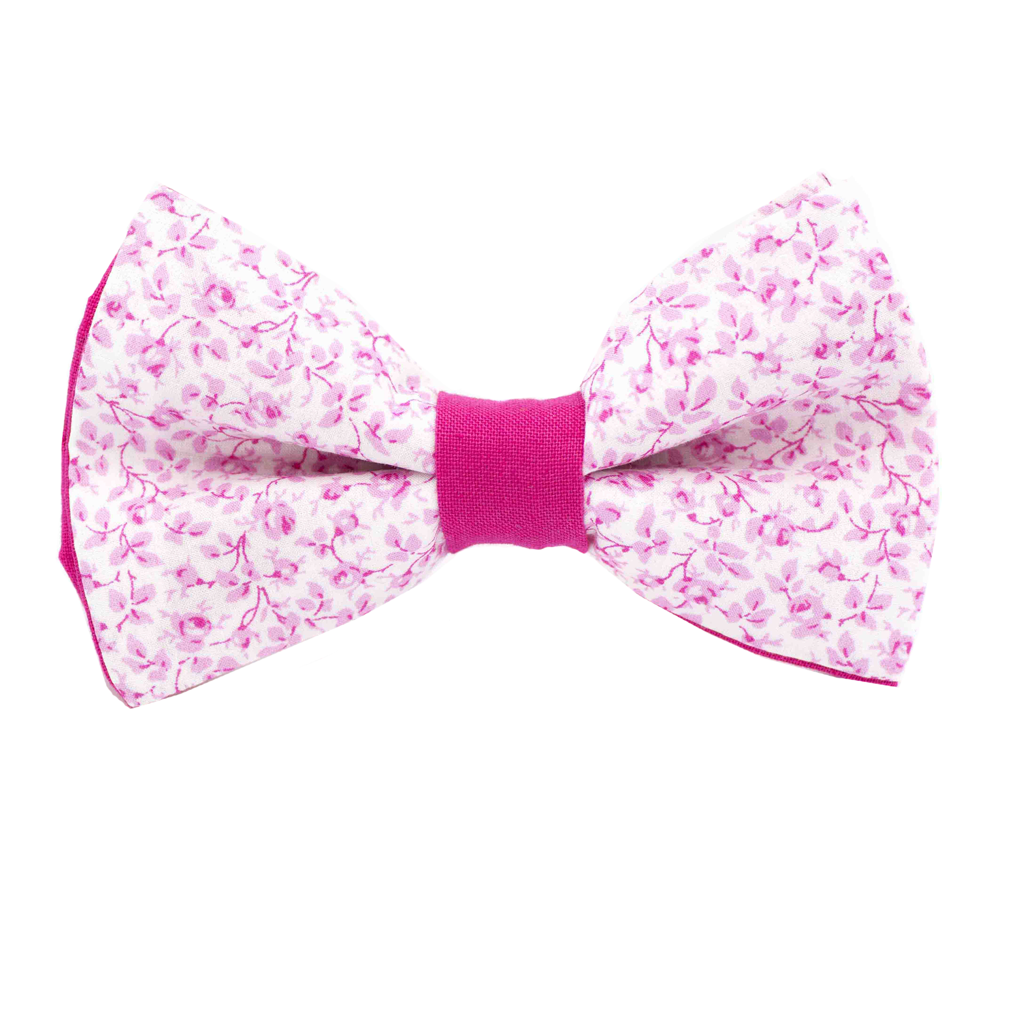 Nœud papillon Liberty "Michael" fleurs roses - bague rose