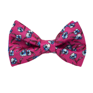 Nœud papillon motif fleurs satin