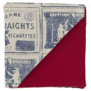 Pochette "Stamp" - illustrations bleues sur fond beige