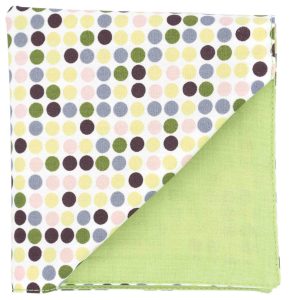 Pochette "Vintage Dots Vert" - bulles colorées sur fond blanc