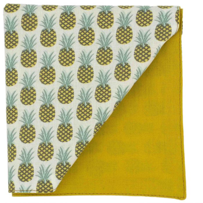 Pochette “Vintage Pineapple” – ananas jaune sur fond blanc