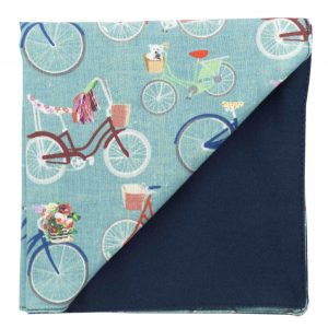 Pochette "Bicyclette" - vélos multicolores sur fond turquoise
