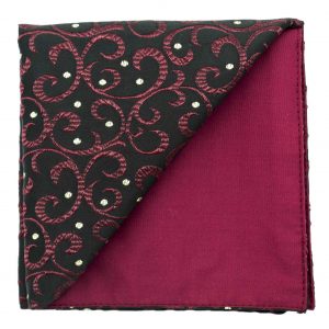 Pochette "Le Persan" - motifs ondulés avec brillant sur fond noir - Rouge