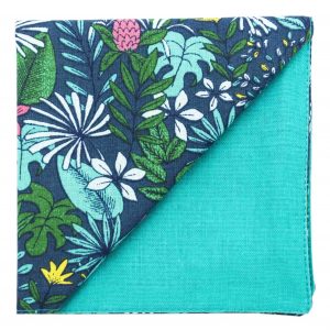 Pochette "Caribbean" - Feuilles exotiques sur fond bleu