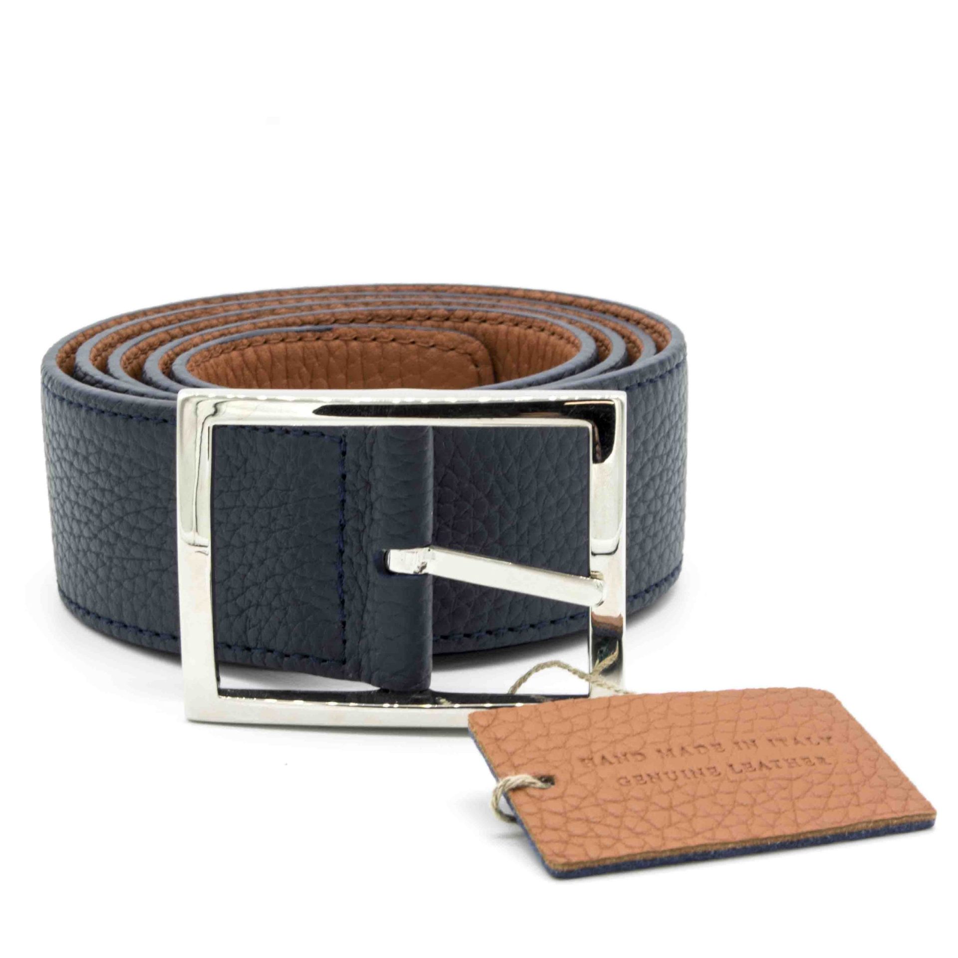 Ceinture en cuir réversible Simonnot Godard face bleu marine