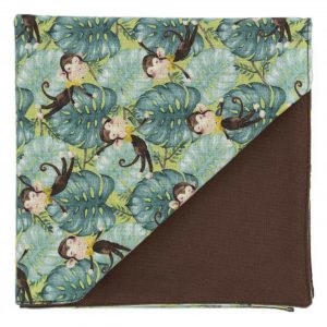 JAGGS_costume_sur_mesure_chemise_sur_mesure_pochette_little_monkey_singe_dans_la_jungle_singe_avec_pochette_jaune_avec_feuilles_vertes_sur_fond_pistache_dos