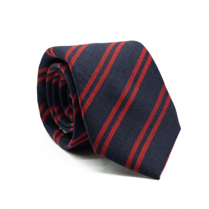 Cravate 7 plis “George” – Bleu marine et rouge