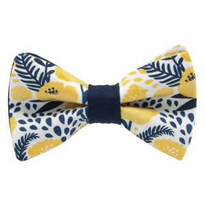 Nœud papillon motif "Coquelicot" jaune