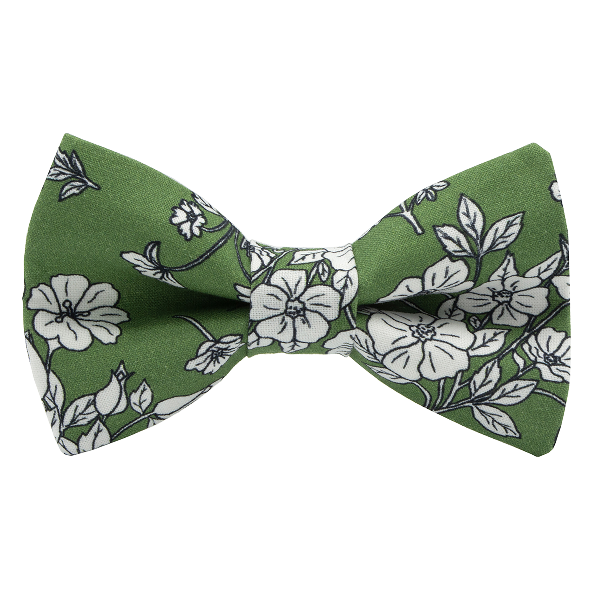 Nœud papillon motif "White Flowers" vert