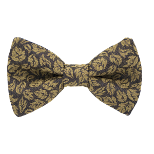 Nœud papillon en satin "Buisson Ardent" - feuilles dorées sur fond marron