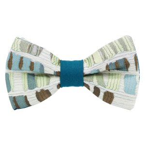 Nœud papillon à motifs "Abstraction" - carrés colorés sur fond blanc