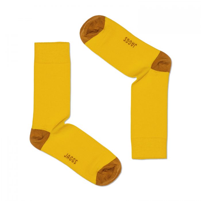 JAGGS chaussettes coton homme unies jaune séparées