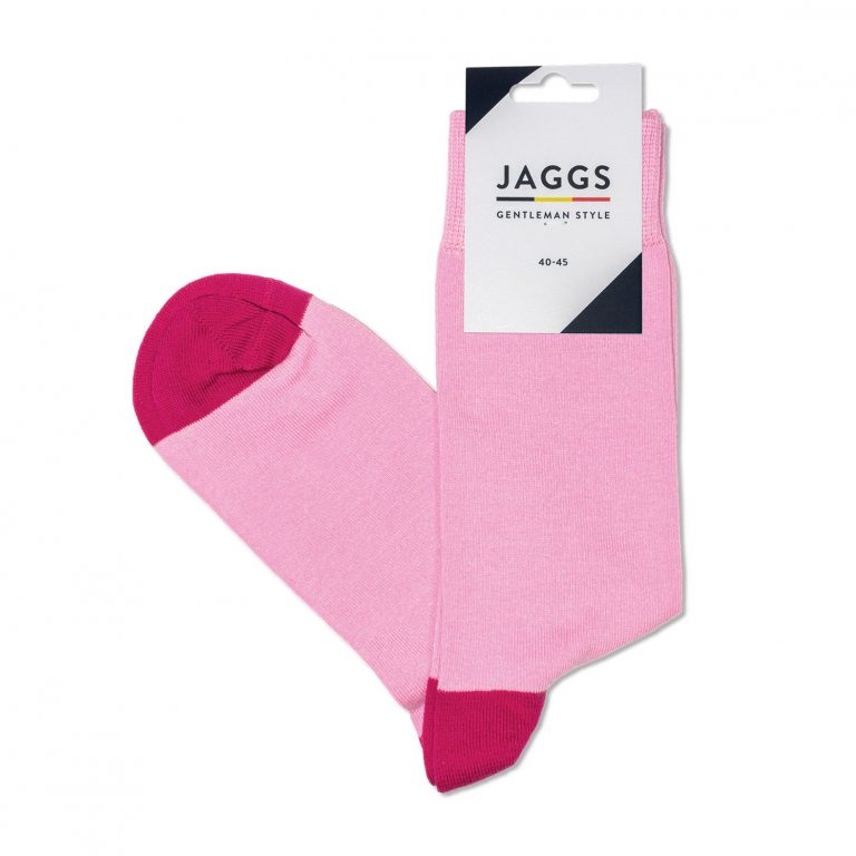 JAGGS chaussettes coton homme unies rose pliées