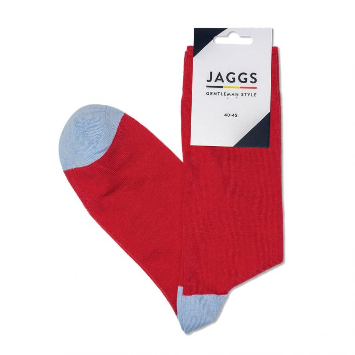 JAGGS chaussettes coton homme unies rouge pliées