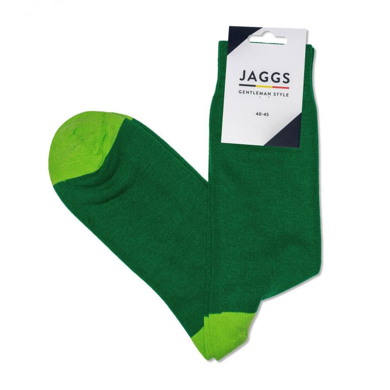 JAGGS chaussettes coton homme unies vertes pliées