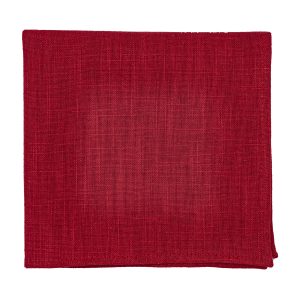 Pochette de costume en lin rouge foncé