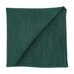Pochette de costume en lin vert emeraude pliée