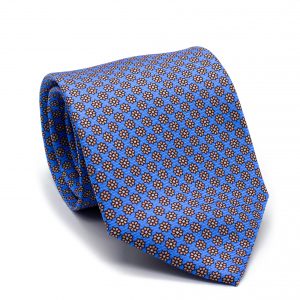 Cravate bleu ciel à motifs Charles roulée