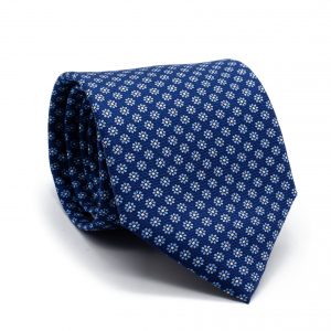 Cravate bleu bis à motifs Charles roulée
