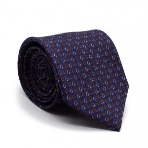 Cravate bleu marin à motifs Henry roulée