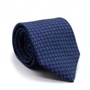 Cravate bleue à motifs Henry roulée