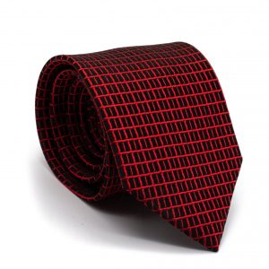 Cravate noire et rouge en soie roulée Robin