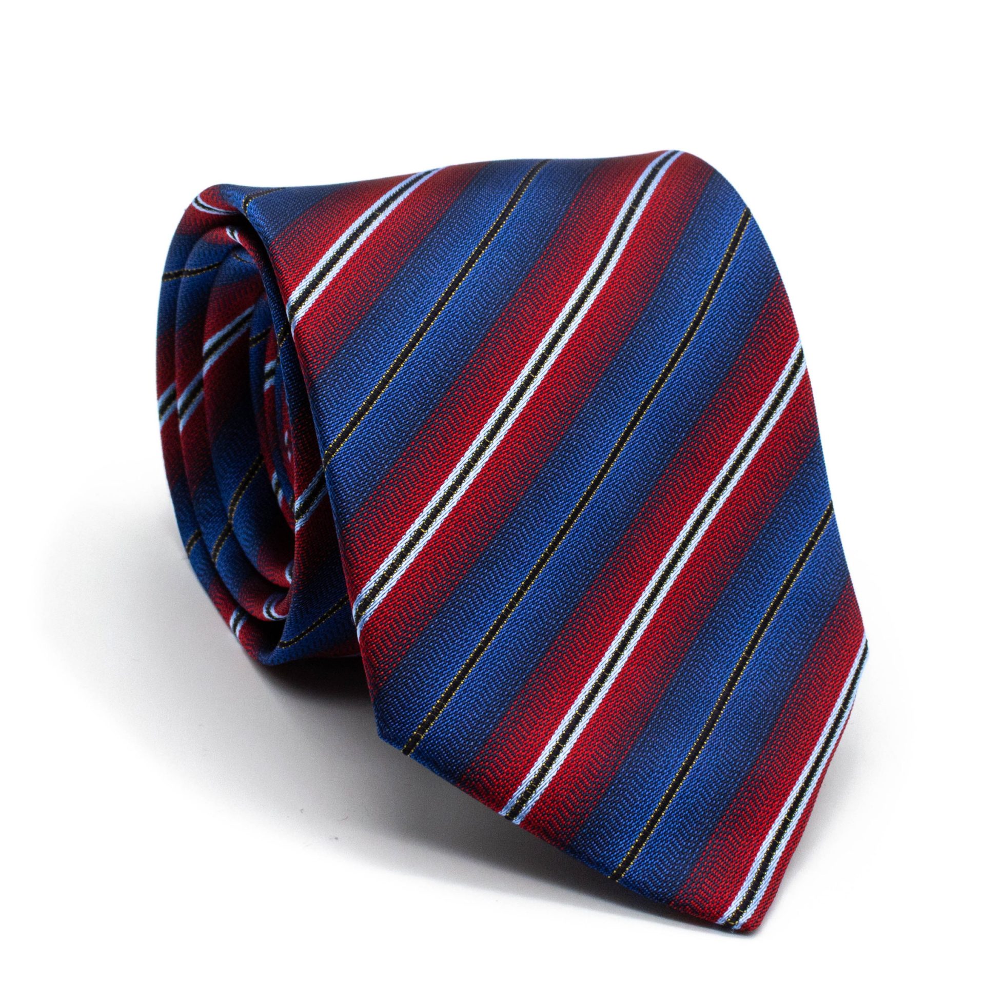 Cravate en soie “Nelson” rouge et bleue