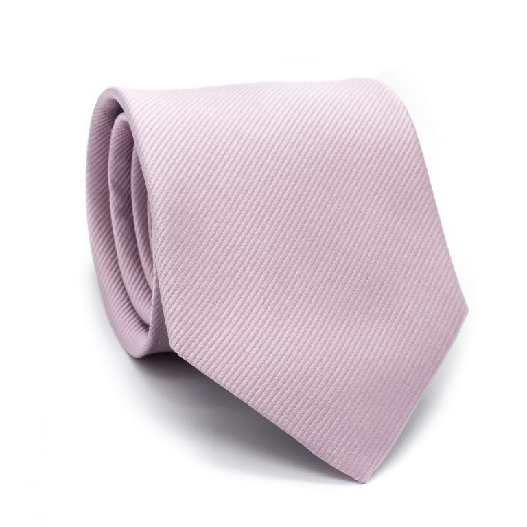 Cravate rose clair en soie roulée