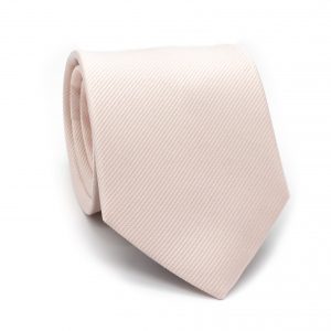 Cravate rose pâle en soie roulée