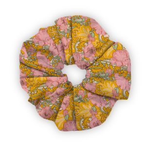 chouchou liberty clementina-jaune moutarde rose