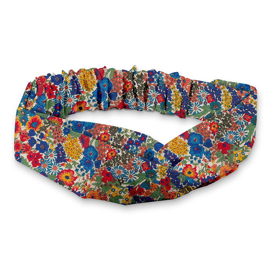Headband large Liberty “Margaret Annie” bleu et rouge