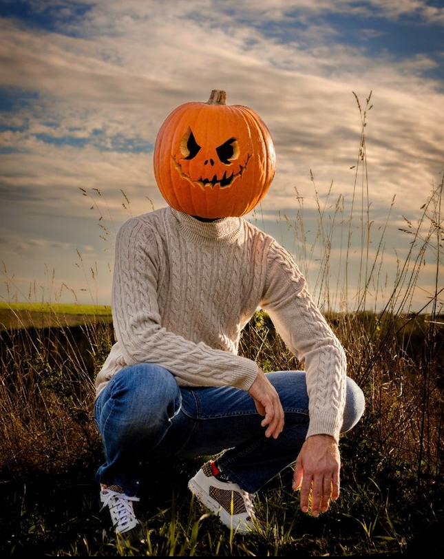 Costume Halloween élégant tête de citrouille